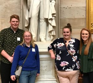 From l to r: Kurt Mason, Rose Miller, Molly Dalton, and Courtney Fowler touring the Capital Building in Washington, D.C. (Photo Courtesy of Courtney Fowler)