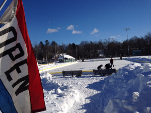 Community Ice Rink at Hippach Field in Farmington, Maine. (Photo by Seth Noonkester)